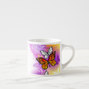 Monarch Butterflies on Purple Background Espresso Cup
