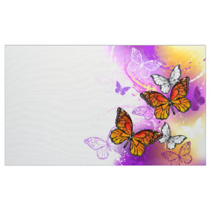 Monarch Butterflies on Purple Background Fabric