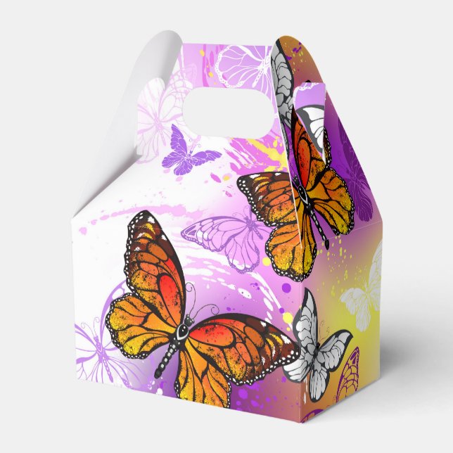 Monarch Butterflies on Purple Background Favour Box (Front Side)