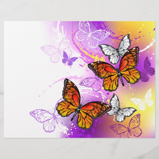 Monarch Butterflies on Purple Background Flyer (Front)