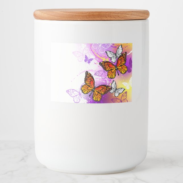 Monarch Butterflies on Purple Background Food Label (Front)