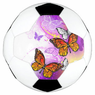 Monarch Butterflies on Purple Background Football