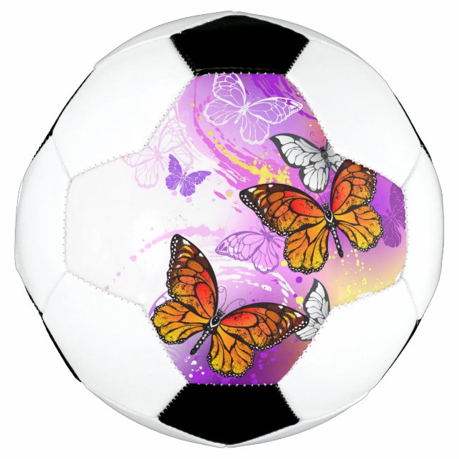 Monarch Butterflies on Purple Background Football (Front)