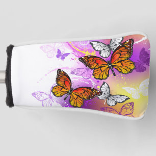 Monarch Butterflies on Purple Background Golf Head Cover
