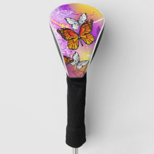 Monarch Butterflies on Purple Background Golf Head Cover