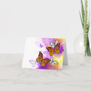 Monarch Butterflies on Purple Background Invitation