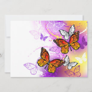Monarch Butterflies on Purple Background Invitation