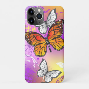 Monarch Butterflies on Purple Background iPhone 11Pro Case