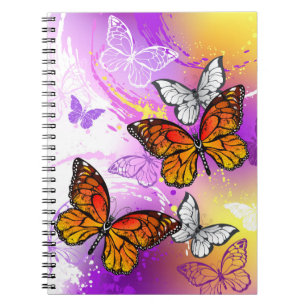 Monarch Butterflies on Purple Background Notebook