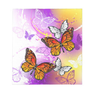 Monarch Butterflies on Purple Background Notepad