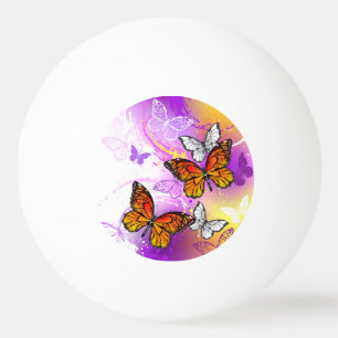 Monarch Butterflies on Purple Background Ping Pong Ball