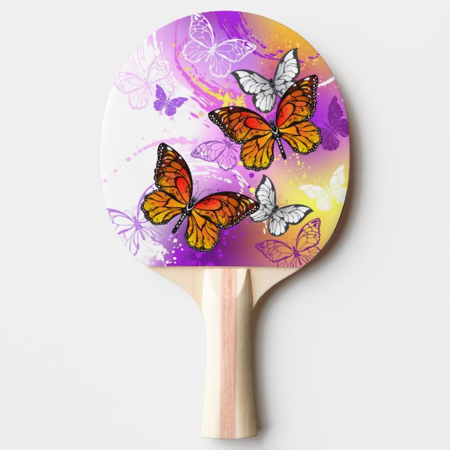 Monarch Butterflies on Purple Background Ping Pong Paddle (Front)