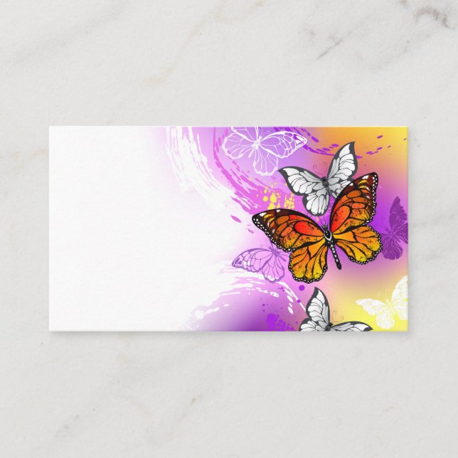 Monarch Butterflies on Purple Background Place Card (Front)