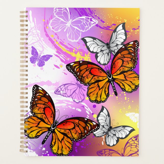 Monarch Butterflies on Purple Background Planner (Front)
