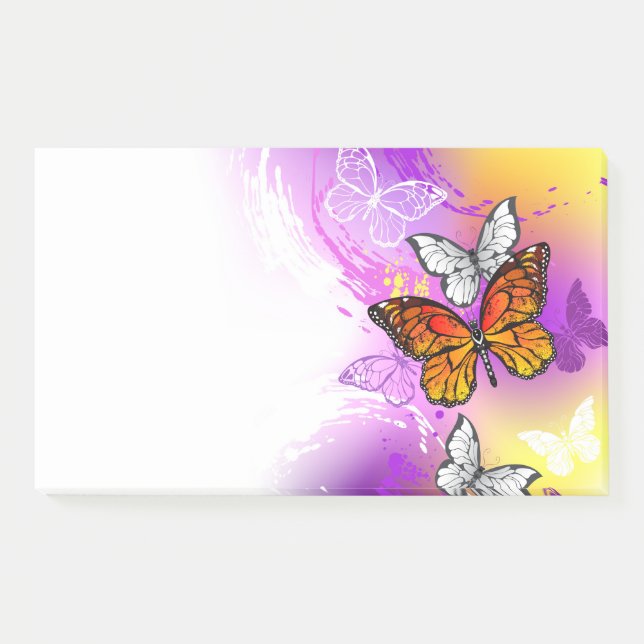 Monarch Butterflies on Purple Background Post-it Notes (Front)