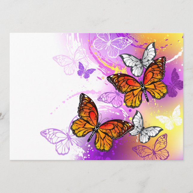 Monarch Butterflies on Purple Background Programme (Front)