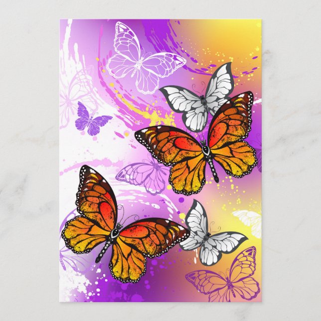 Monarch Butterflies on Purple Background Programme (Front)