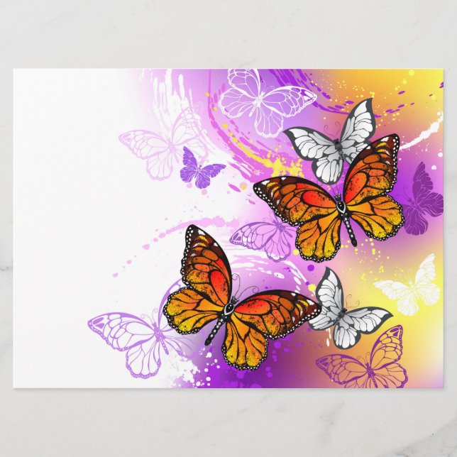 Monarch Butterflies on Purple Background Programme (Front)