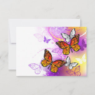 Monarch Butterflies on Purple Background Save The Date