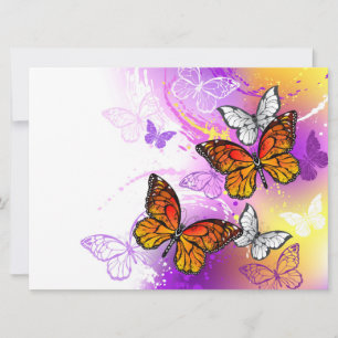 Monarch Butterflies on Purple Background Save The Date