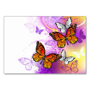 Monarch Butterflies on Purple Background Table Number