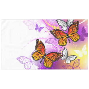 Monarch Butterflies on Purple Background Tablecloth
