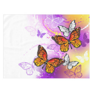 Monarch Butterflies on Purple Background Tablecloth