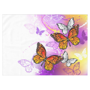 Monarch Butterflies on Purple Background Tablecloth