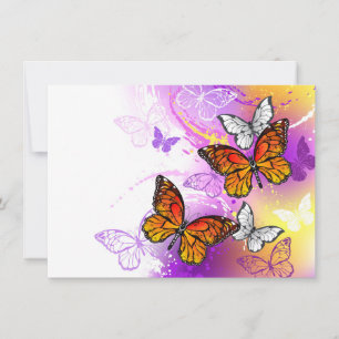 Monarch Butterflies on Purple Background Thank You Card