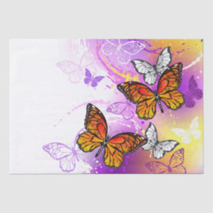 Monarch Butterflies on Purple Background Tissue Paper
