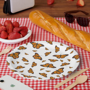 Monarch butterflies paper plate