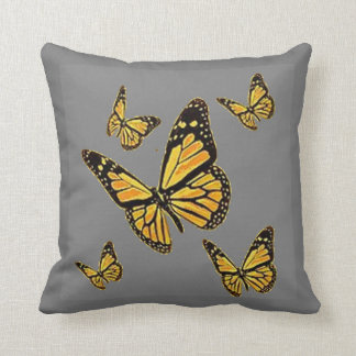 MONARCH BUTTERFLIES PATTERN GREY ART CUSHION