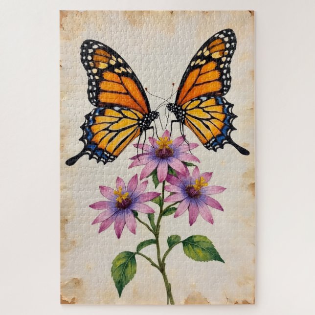 Monarch Butterflies Perfect Heart Symmetry Jigsaw Puzzle (Vertical)