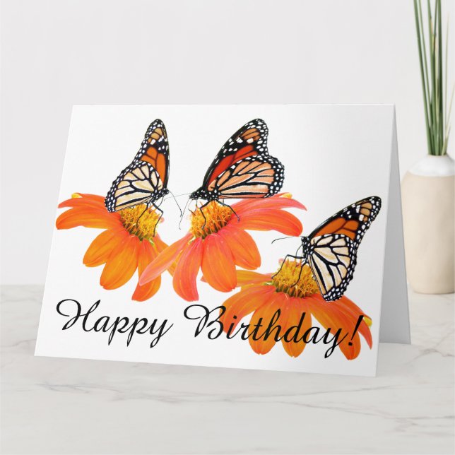 Monarch Butterflies Sunflower Flower Animal Floral Card (Front)