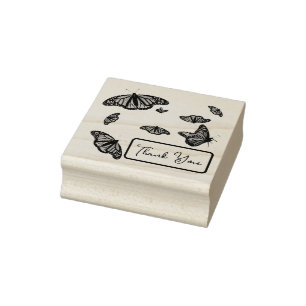 Monarch Butterflies Thank You Template Rubber Stamp