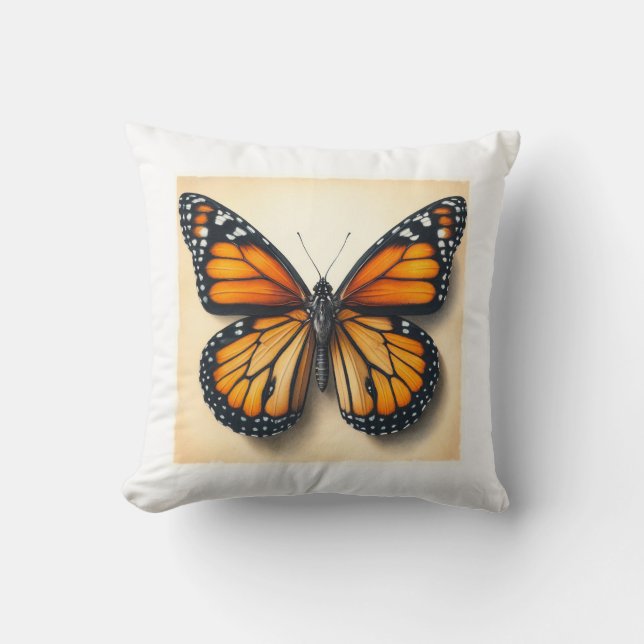 Monarch butterfly 060624IREF107 - Watercolor Cushion (Front)