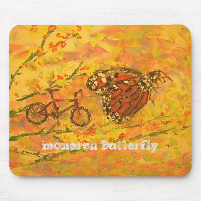 monarch butterfly and bicycle art mouse mat (Front)