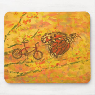 monarch butterfly and bicycle mouse mat