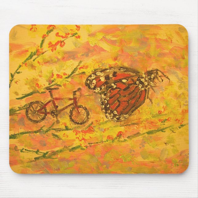 monarch butterfly and bicycle mouse mat (Front)