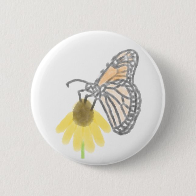Monarch Butterfly and Black-Eyed Susan 6 Cm Round Badge (Front)