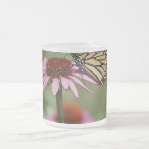 Monarch Butterfly and Black Eyed Susan Frosted Glass Coffee Mug