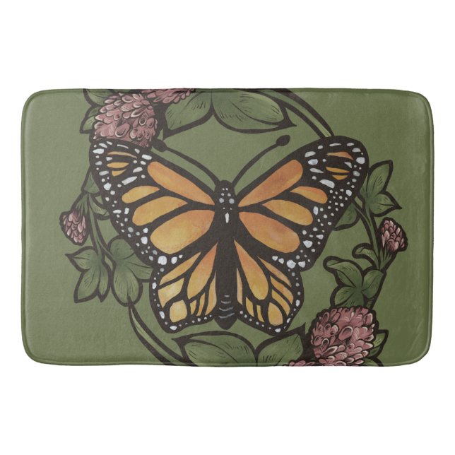 Monarch Butterfly and Clover                       Bath Mat (Front)