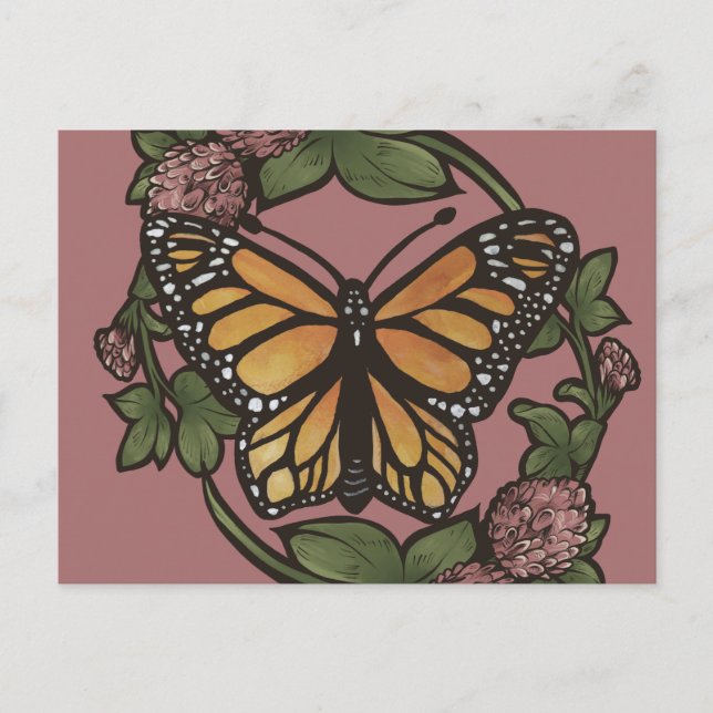 Monarch Butterfly and Clover                       Postcard (Front)