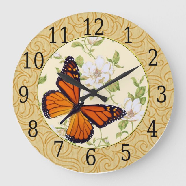 Monarch Butterfly And Dogwood Flowers Clock (Front)