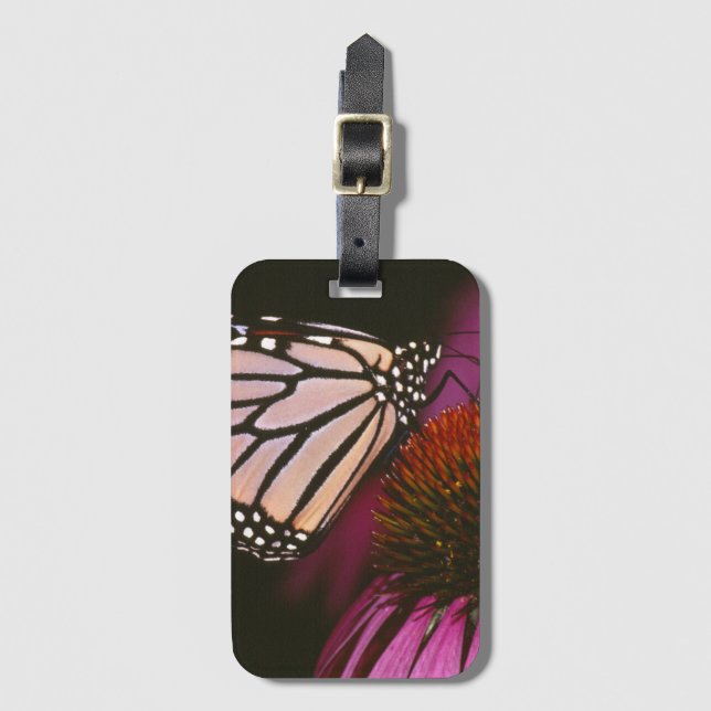 Monarch Butterfly and Purple Flower Luggage Tag (Front Vertical)