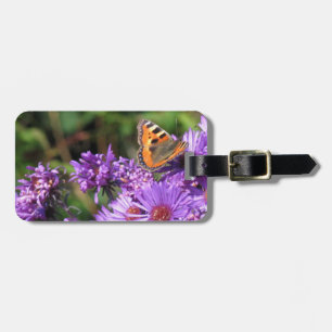 Monarch butterfly and purple flowers luggage tag