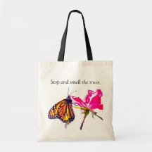 Monarch Butterfly and Rose Tote