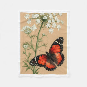 Monarch Butterfly and Wildflowers Fleece Blanket
