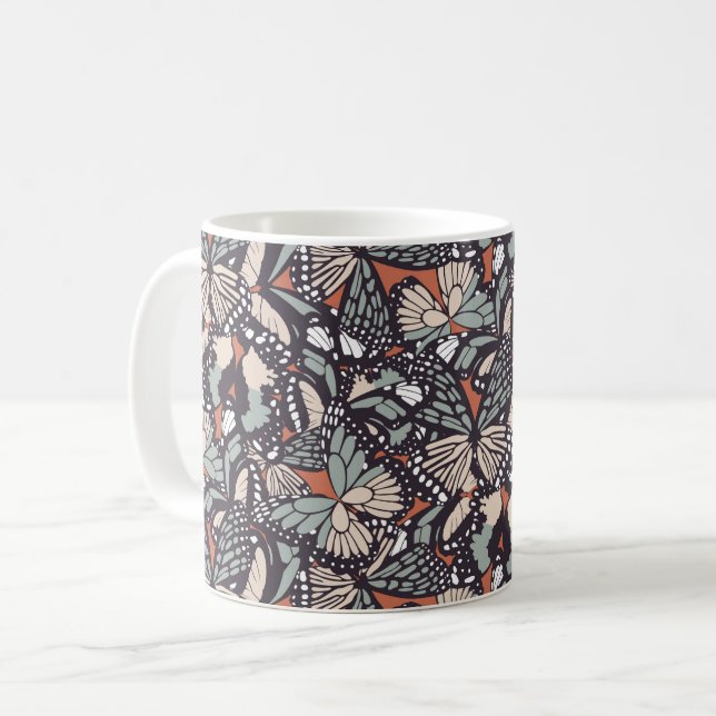 Monarch butterfly animal print coffee mug (Front Left)