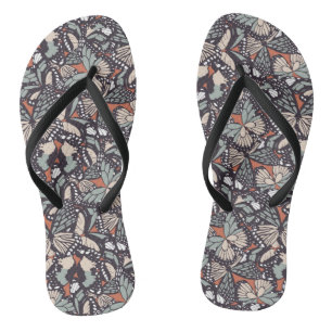 Monarch butterfly animal print flip flops